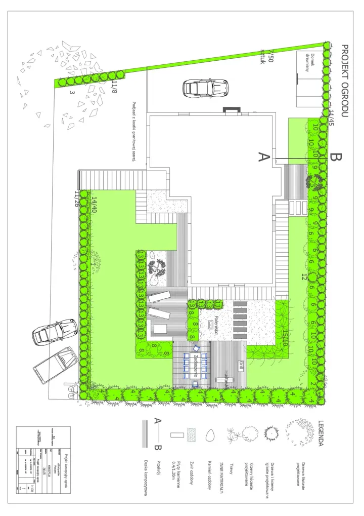 Ogród z pawilonem: projekt ogrodu, wizualizacja