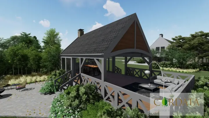 Projekt ogrodu rezydencji z basenem Infinity w Poznaniu: projekt ogrodu, wizualizacja 11