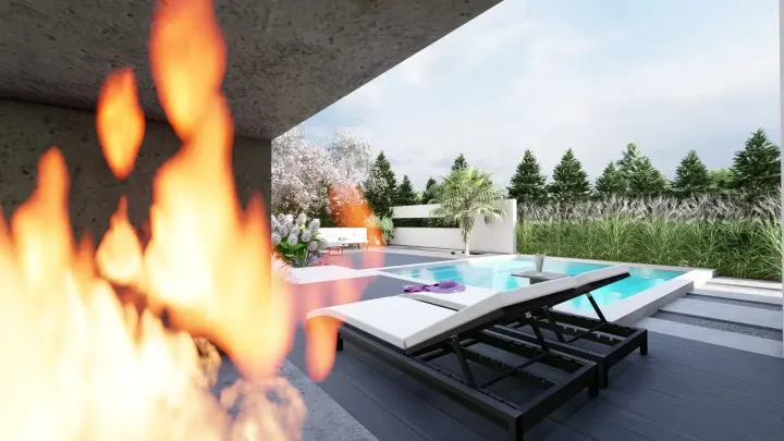 Projekt nowoczesnego ogrodu z palmą w Mikołowie: projekt ogrodu, wizualizacja 10