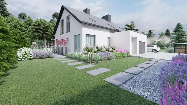 Projekt ogrodu pod lasem w Jaworznie: zdjęcie z realizacji 1