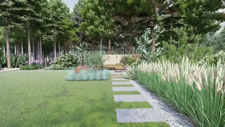 Projekt ogrodu pod lasem w Jaworznie: zdjęcie z realizacji 8