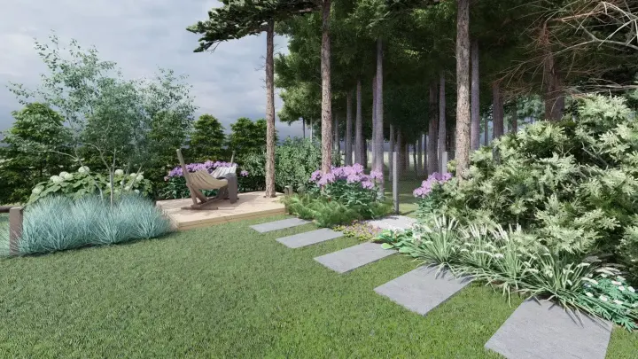 Projekt ogrodu pod lasem w Jaworznie: zdjęcie z realizacji 7