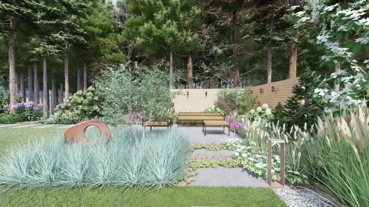Projekt ogrodu pod lasem w Jaworznie: zdjęcie z realizacji 2