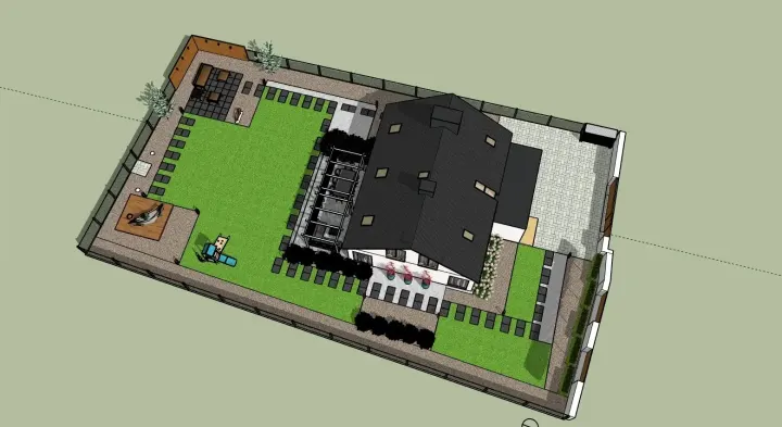 Projekt ogrodu pod lasem w Jaworznie: projekt ogrodu, wizualizacja