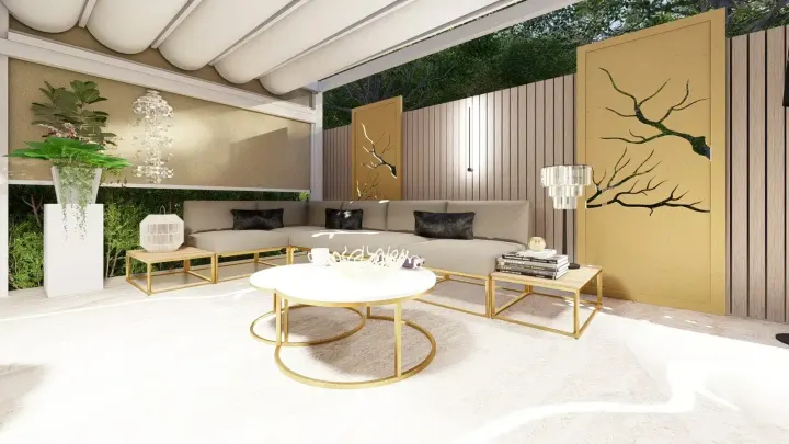 Projekt tarasu w stylu nowoczesnego glamour w Katowicach: projekt ogrodu, wizualizacja 13