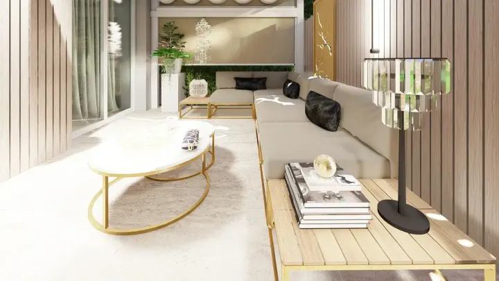 Projekt tarasu w stylu nowoczesnego glamour w Katowicach: projekt ogrodu, wizualizacja 16