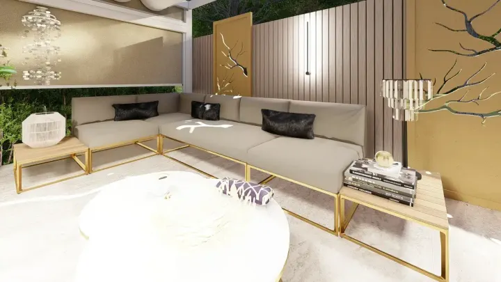 Projekt tarasu w stylu nowoczesnego glamour w Katowicach: projekt ogrodu, wizualizacja 22
