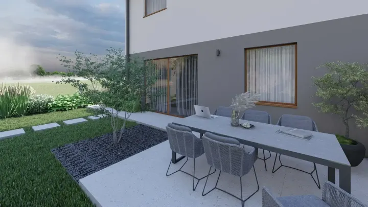 Projekt ogrodu przy domu szeregowym w Tychach: projekt ogrodu, wizualizacja 14