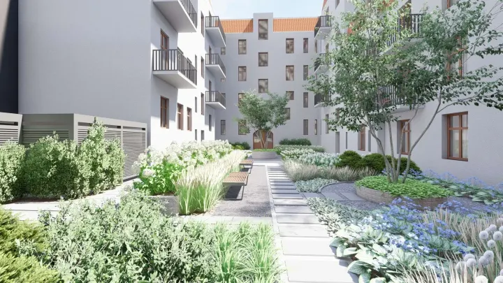 PROJEKT ZIELENI NA DZIEDZIŃCU BUKOWSKA POZNAŃ: zdjęcie z realizacji 10