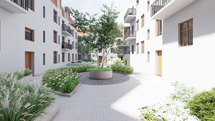 PROJEKT ZIELENI NA DZIEDZIŃCU BUKOWSKA POZNAŃ: zdjęcie z realizacji 6