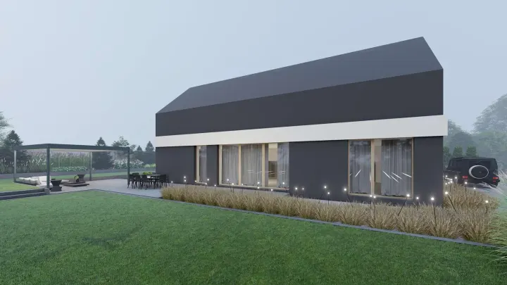NOWOCZESNY PROJEKT OGRODU PRZY DOMU TYPU STODOŁA: zdjęcie z realizacji 19