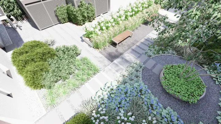 PROJEKT ZIELENI NA DZIEDZIŃCU BUKOWSKA POZNAŃ: zdjęcie z realizacji 4
